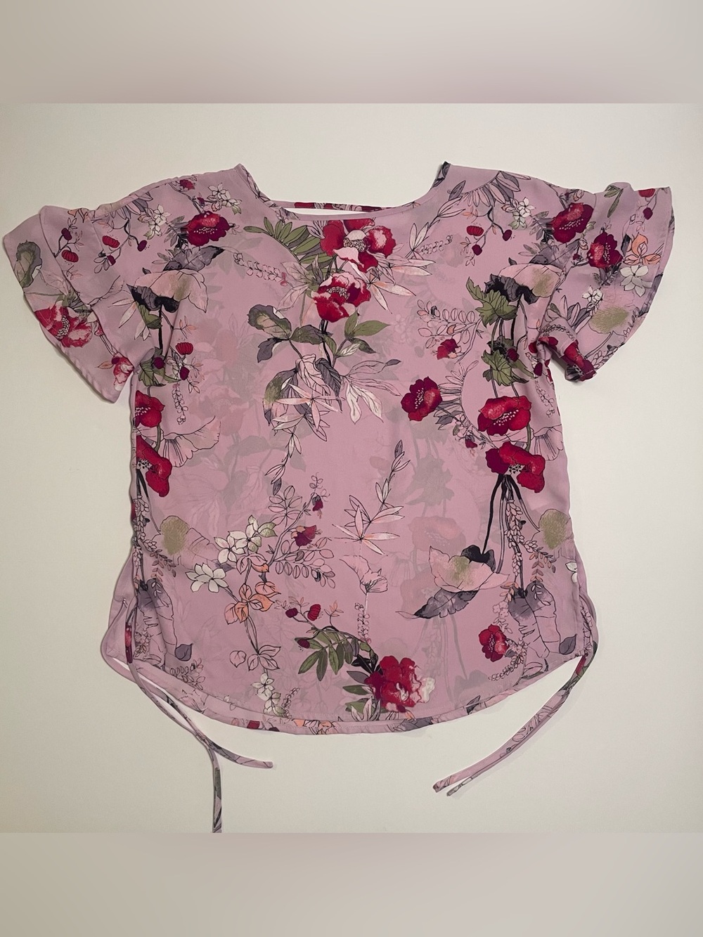 Maurices Lilac Floral V Neck Tunic size S